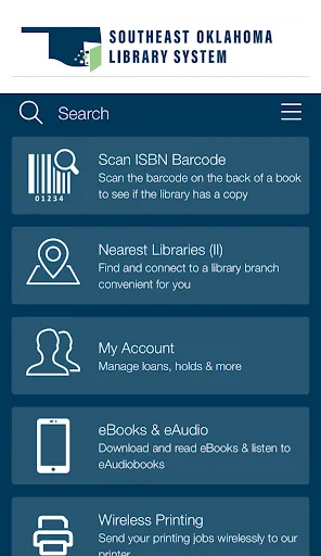 SE Oklahoma Library System डाउनलोड करें – डिजिटल लाइब्रेरी एक्सेस - Screenshot 1