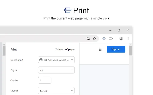 Print for Google Chrome डाउनलोड करें – एक क्लिक में प्रिंट करें - Screenshot 1