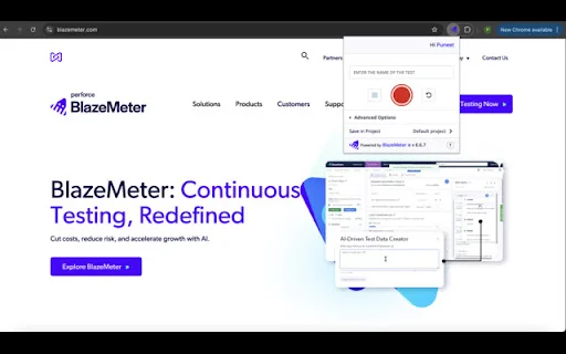 BlazeMeter Chrome Extension डाउनलोड करें – लोड और फंक्शनल टेस्टिंग - Screenshot 1