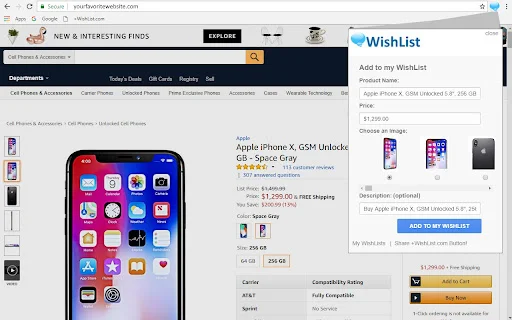 Add to WishList.com डाउनलोड करें – किसी भी वेबसाइट से विशलिस्ट बनाएं - Screenshot 1