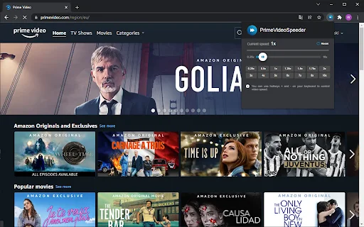 Prime Video Speeder डाउनलोड करें – Amazon Prime पर वीडियो गति नियंत्रित करें - Screenshot 1
