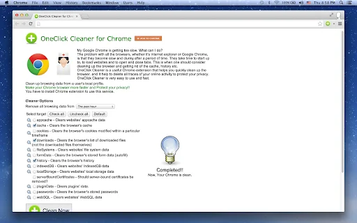 OneClick Cleaner डाउनलोड करें – Chrome को तेज़ और सुरक्षित बनाएं - Screenshot 1