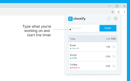 Clockify Time Tracker डाउनलोड करें – वेब पर समय ट्रैक करें - Screenshot 1