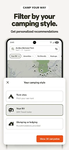 Hipcamp ऐप डाउनलोड करें – कैंपिंग और RV रिसॉर्ट्स बुक करें - Screenshot 5