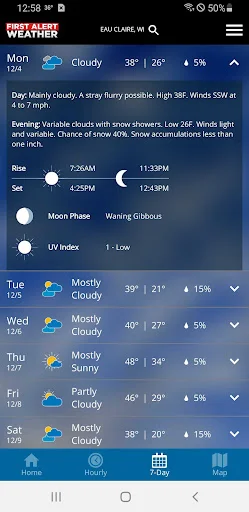 WEAU 13 First Alert Weather डाउनलोड करें – सटीक मौसम अपडेट - Screenshot 3