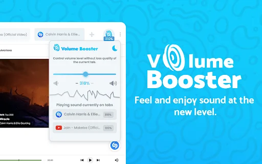 Volume Booster डाउनलोड करें – ब्राउज़र साउंड 600% तक बढ़ाएं - Screenshot 1