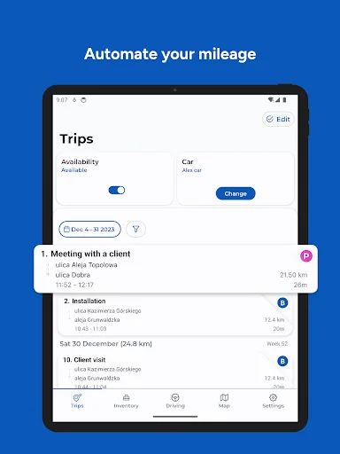 ABAX Driver ऐप डाउनलोड करें – बिज़नेस ट्रिप और माइलेज ट्रैकिंग - Screenshot 7