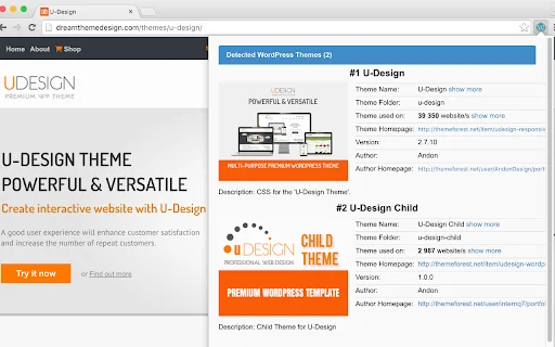WordPress Theme Detector – अपनी वेबसाइट के लिए थीम और प्लगइन खोजें - Screenshot 3