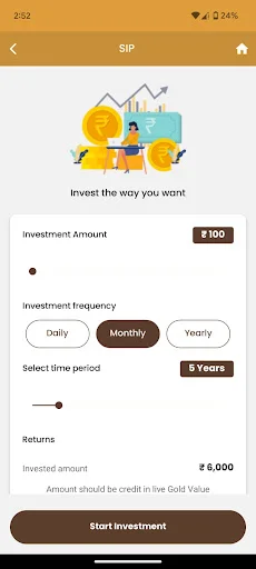 Today Gold ऐप डाउनलोड करें – ₹100 से डिजिटल सोना खरीदें और SIP शुरू करें - Screenshot 4