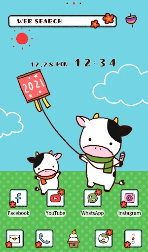 Year of the Ox Theme डाउनलोड करें – प्यारा ज़ोडियक आर्ट और आइकॉन - Screenshot 5