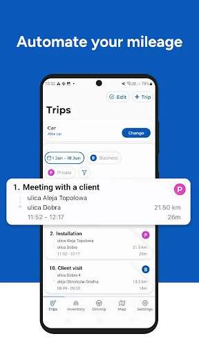 ABAX Driver ऐप डाउनलोड करें – बिज़नेस ट्रिप और माइलेज ट्रैकिंग - Screenshot 1