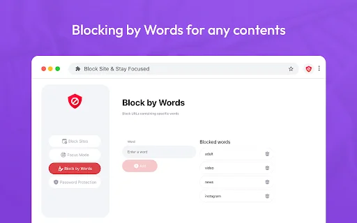 Block Site: वेबसाइट ब्लॉकर और फोकस मोड – उत्पादकता बढ़ाएं - Screenshot 5