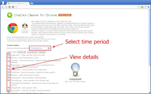 OneClick Cleaner डाउनलोड करें – Chrome को तेज़ और सुरक्षित बनाएं - Screenshot 3