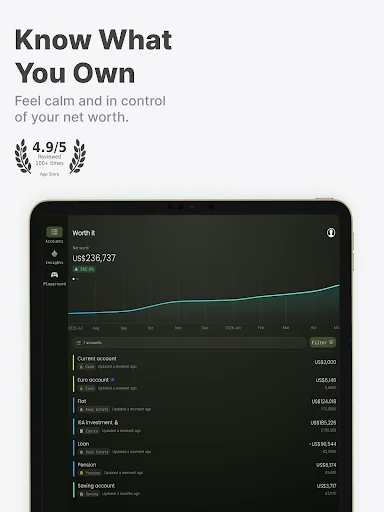 Net Worth Tracker – Worth it ऐप डाउनलोड करें | अपनी संपत्ति ट्रैक करें - Screenshot 7