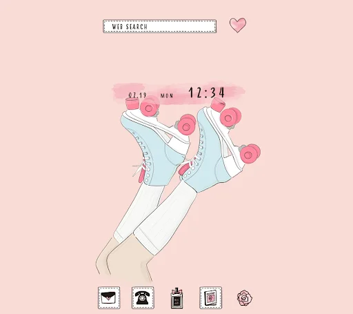 Pink Roller-skates Theme डाउनलोड करें – स्टाइलिश और क्यूट लुक - Screenshot 1