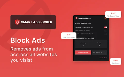 Smart Adblocker डाउनलोड करें – Chrome के लिए सबसे तेज़ Ad Blocker - Screenshot 1