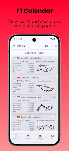 SpeedTrack Widgets डाउनलोड करें – रेसिंग कैलेंडर और समाचार - Screenshot 2