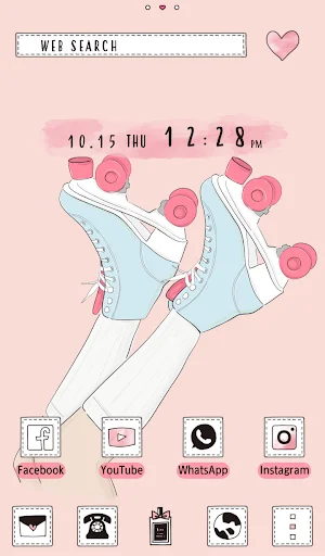 Pink Roller-skates Theme डाउनलोड करें – स्टाइलिश और क्यूट लुक - Screenshot 5