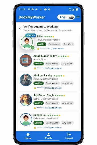Book My Worker डाउनलोड करें – कुशल श्रमिक और सहायक खोजें - Screenshot 2