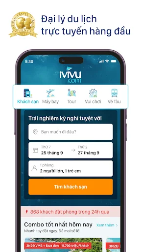 iVIVU.com ऐप डाउनलोड करें – सर्वश्रेष्ठ होटल, उड़ान और यात्रा सौदे - Screenshot 1