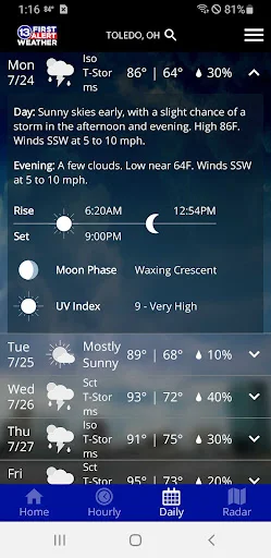 13abc First Alert Weather डाउनलोड करें – सटीक मौसम अपडेट - Screenshot 3